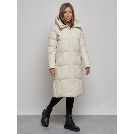 Coat insulated winter female, size 48, beige color-1