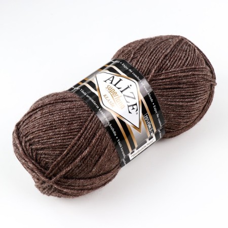 Yarn "Superlana Klasik" 25% wool, 75% acrylic 280m/100g (240 brown. Melange)-1