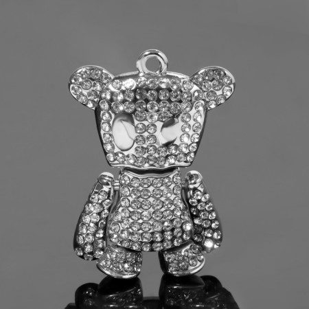 Suspension "Bear" robot, 4.5 × 2.8 cm, white color in silver
