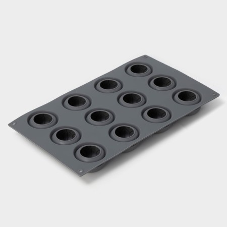 Form for baking and mousse desserts Konfinetta "Web", silicone, 29.5 × 17.5 × 2.5 cm, 12 cells (4.2 × 2.5 cm), color gray color-3