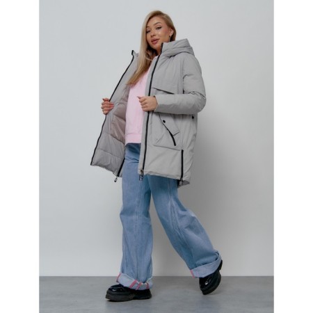 Women's winter jacket, size 44, light gray color-9