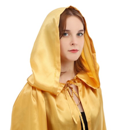 Carnival cloak adult, satin, color golden length 120cm-1