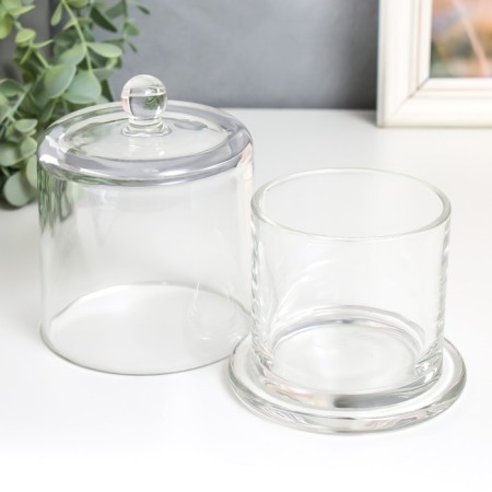 Bank for candles glass with a lid "Dome" transparent 12x9x9 cm-1