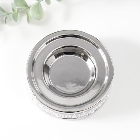 Ceramics candlestick for 1 candle "necklace" d = 4.5 cm silver 10x10x3.5 cm-2