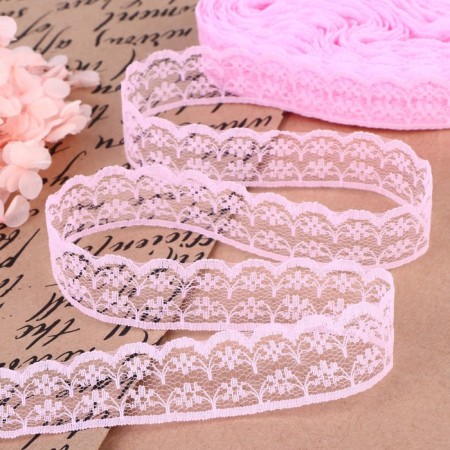 Capricon lace, 23 mm × 10 ± 1 m, pink color No. 28