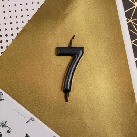 Candle for the cake, number "7", black.-2