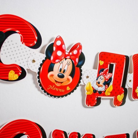 Garland on the eyelets "Happy Birthday!", Length 218 cm, Minnie Mouse-2