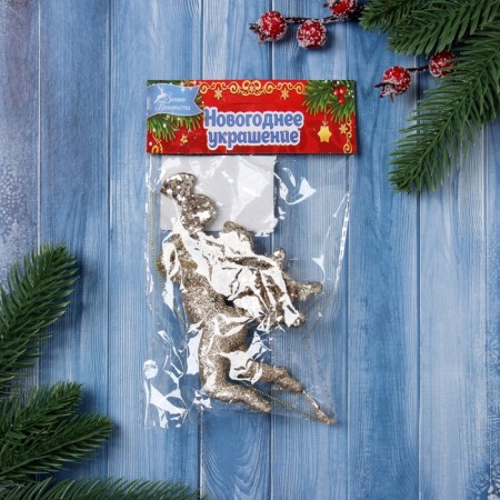 Christmas tree decoration "Angel with a pipe shine" 13x7 cm, gold-1