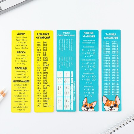 A set of cardboard bookmarks with hints, 5 pcs "Corgi"-3