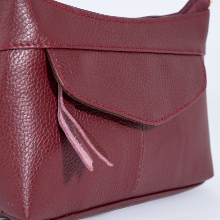Cross-Bodi bag with zipper, burgundy color-5