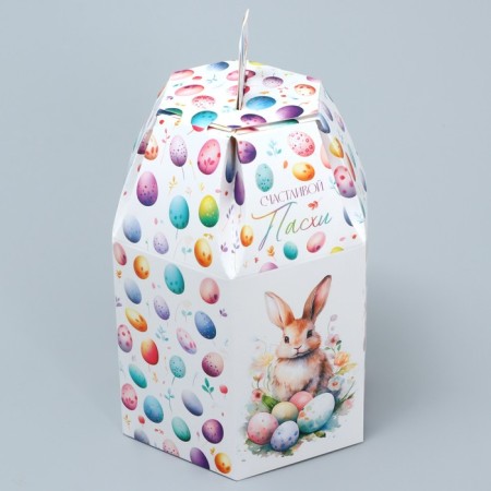 Confectionery box, packaging "Happy Easter", Easter, 8 x 8 x 21 cm-2