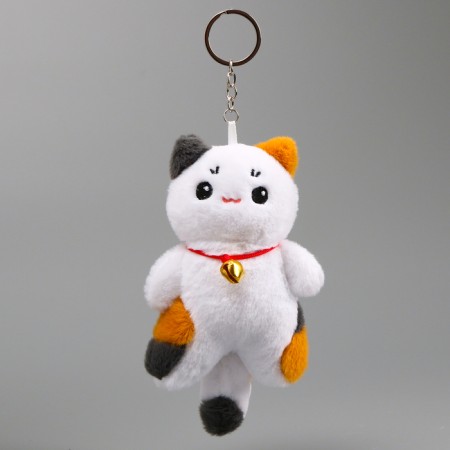 Soft toy "cat" on a key fob, 14 cm, white color-4