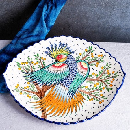 Frog oval fever bird Rishtan ceramics 42cm-1