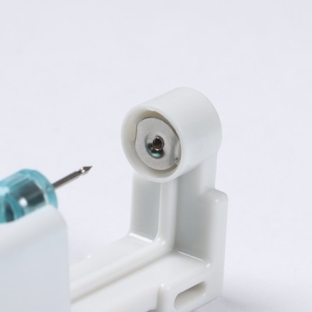 Disposable gun for piercing, earring in the “mini” kit, 4 mm, black color in silver-4