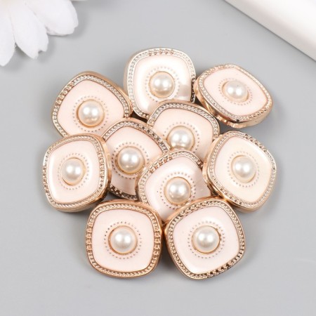 Button plastic for creativity "Pearl in a white square" 2.3x2.3x1.2 cm-2