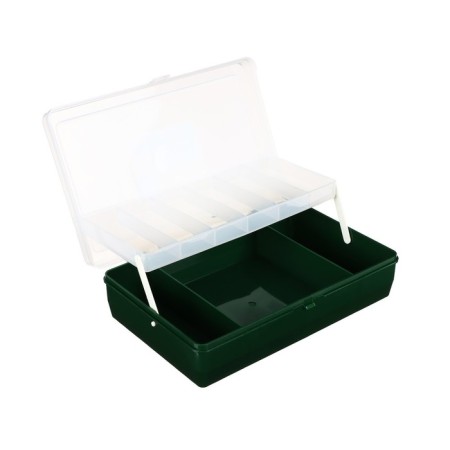 Box "Trivil" Type-4, two-tier with a microlypt, 235 x 150 x 65 mm, the color is dark green-2
