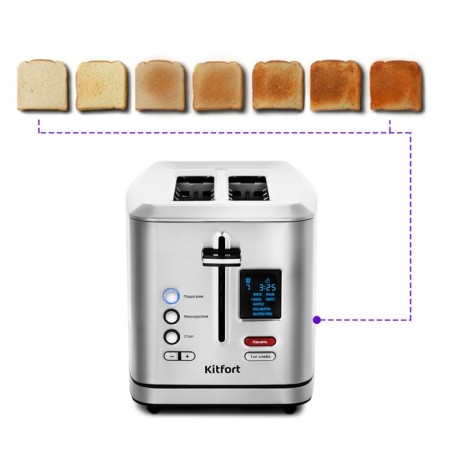 Toster KitFort KT-2049, 950 W, 7 grip modes, 2 toasts, gray-1