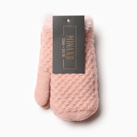 Baby mittens about the claim Minaku with a margin 15 cm pink-3