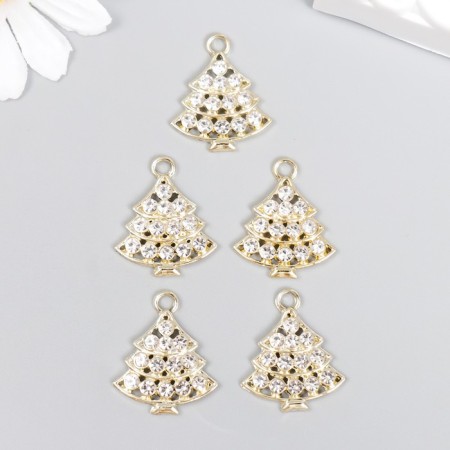 Decor for creativity metal, rhinestones "Christmas tree" gold 2.2x2 cm-2