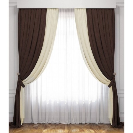 Set of curtains "Latur", size 170 x 270 cm, cream / wenge