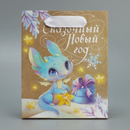 Craft vertical “Dragosh” package, S 12 x 15 x 5.5 cm, New Year-3