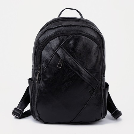 Women's backpack made of artificial leather with lightning, black color