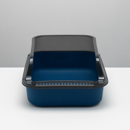 Toilet with transparent sides with a scoop and filter, 40 x 28 x 16 cm, blue-5