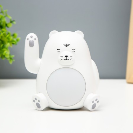 The nightlight "Mishka manki waves its paw" LED 6000K USB AKB white 11x9x11cm Risalux-3