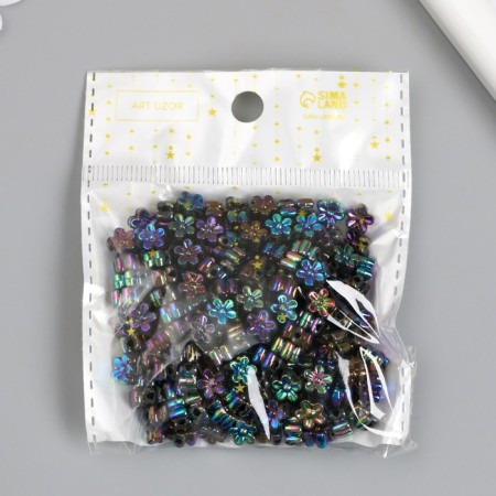 Beads for creativity plastic "Flower. Rainbow overflow" set of 20 g 0.7x0.7x0.4 cm-3