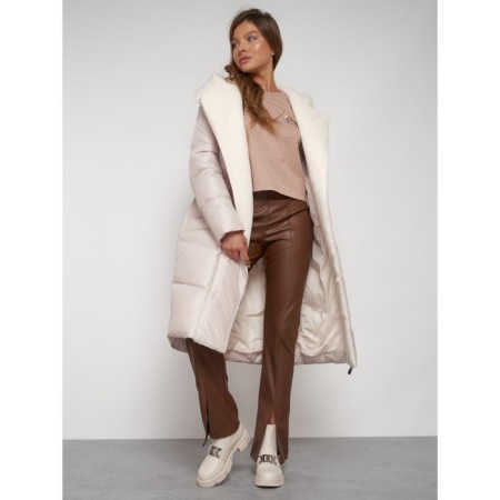 Coat insulated winter female, size 52, beige color-24