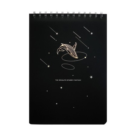 A4 sketchbook, 30 black sheets on the crest, “whale”, solid substrate, density 110 gr., Mix-1