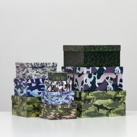 A set of boxes 10 in 1 Militari 2, 25.5 x 25.5 x 13 - 7 x 7 x 4 cm-1