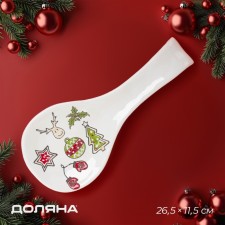 New Year's stand for a spoonful of the share of Sweet Treats, 26.5 × 11.5 cm, ceramics, white color