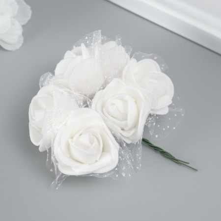 Decorative flower for creativity "Rose" d = 3 cm, white-1