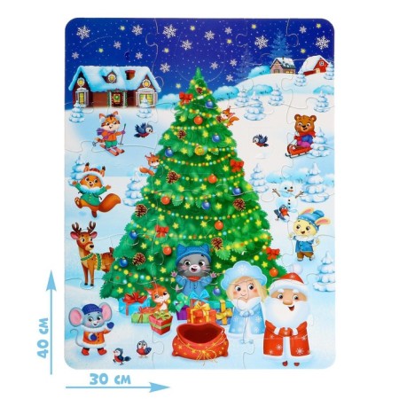 Puzzles with windows "New Year in the forest"-1
