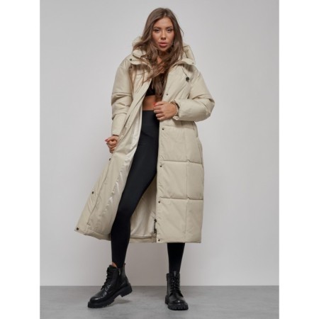 Coat insulated winter female, size 50, light-beige color-10