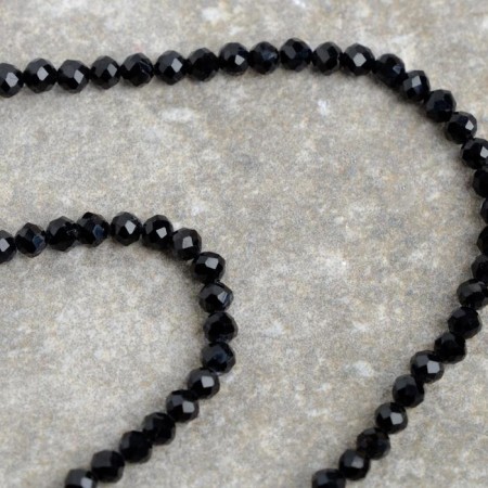 Beads on threads ball No. 3 faceted “spinel”, black color, 37.5 cm