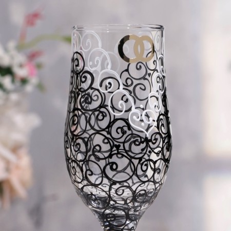 Set of wedding glasses "luxury", black - white-2