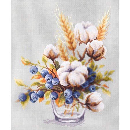Cross embroidery “Cotton and blueberries”, 18 × 23 cm-3