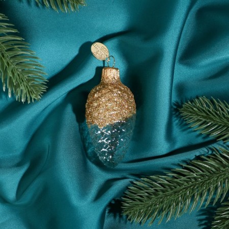 Christmas tree decoration "bump in the snow", transparent series, gold, in gift packaging, H-8cm