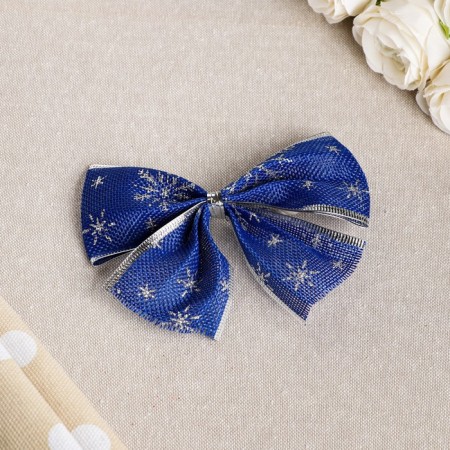Festive bow "snowfall", blue, 14 x 10 cm