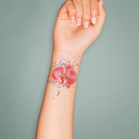 Tattoo on the body color "watercolor. Orchid" 6x6 cm-2