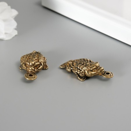 Souvenir brass "Cash toad with coin" set 2 pcs 1.9x3.4 cm-1