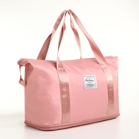 Sports bag with lightning, with an increase, external pocket, pink color