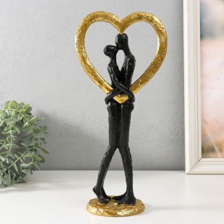 Souvenir Polystone "Abstraction. Kiss at the heart" gold with black 14.5x9x32 cm-2