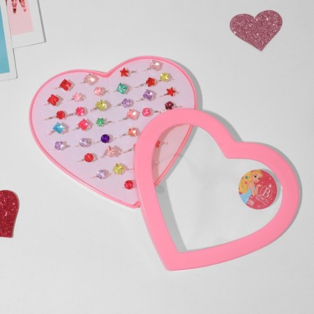 Rings Children's set 36pcs "Choselka", Mix shape, Mix color in silver, b-r-2