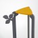 Standing Column Study Triangular Flora, 49x27x25 cm, gray-yellow