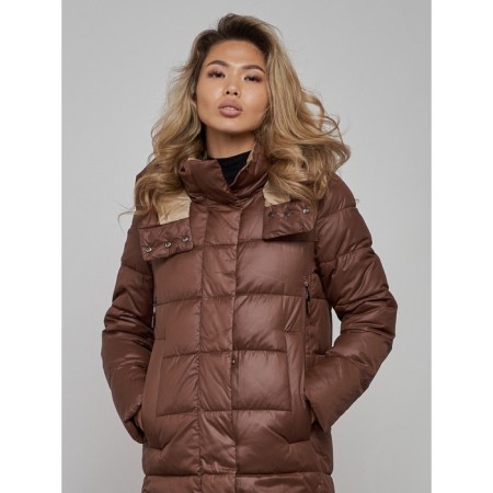 Coat insulated winter female, size 46, dark brown color-21