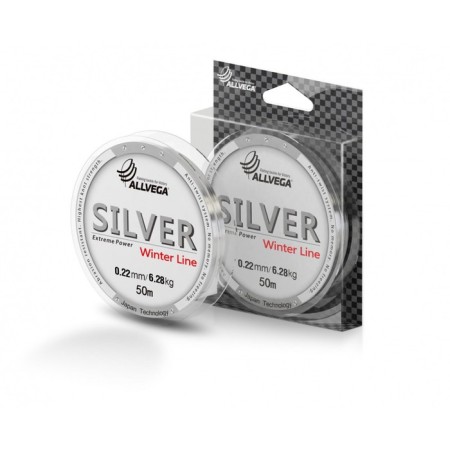 Monophile's fishing line Allvega Silver, diameter 0.22 mm, test 6.28 kg, 50 m, silver