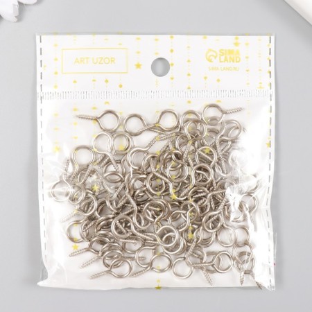 Screw-eye screw for fastening paintings, silver photographs (set 100 pcs) 1.8x0.9 cm-4